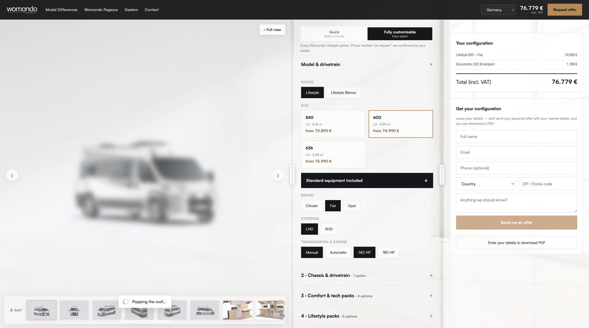Womondo configurator preview